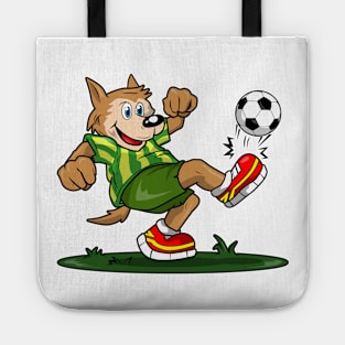 Dog as Soccer player with Soccer ball Tote