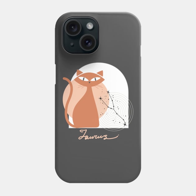 Taurus Zodiac Cat Modern Astrology Horoscope Kitty Phone Case by Pacific Opal