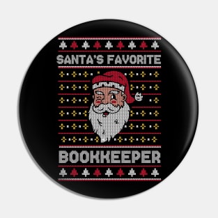 Santa's Favorite Bookkeeper // Funny Ugly Christmas Sweater // Book Keeper Holiday Xmas Pin