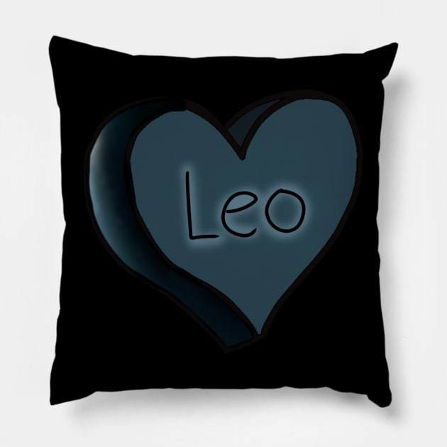 Leo Star Sign Onyx Love Heart Pillow by ROLLIE MC SCROLLIE