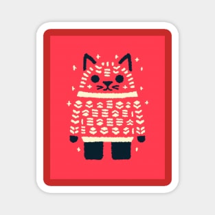 Cute Cat In Christmas Sweater Magnet