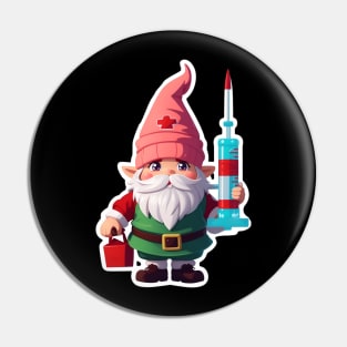 Christmas Nurse Santa Gnome Pin