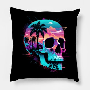 Vaporwave Skull Pillow