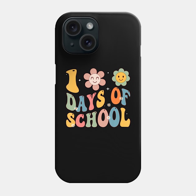 Happy 100th Day Of School Groovy 100 Days Of School Teacher Phone Case by deptrai0023