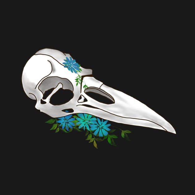 Floral Raven Skull by TheRainbowPossum