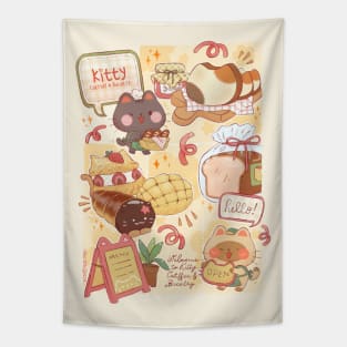 Cat Cafe and Bakery Tapestry