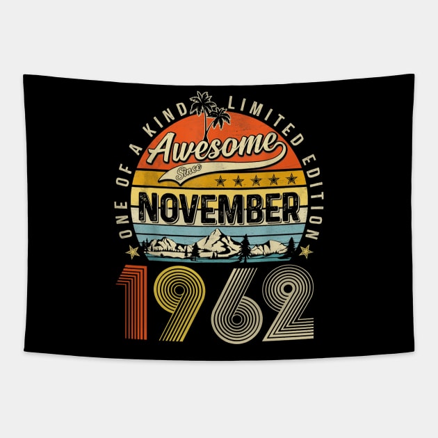 Awesome Since November 1962 Vintage 61st Birthday Tapestry by Centorinoruben.Butterfly