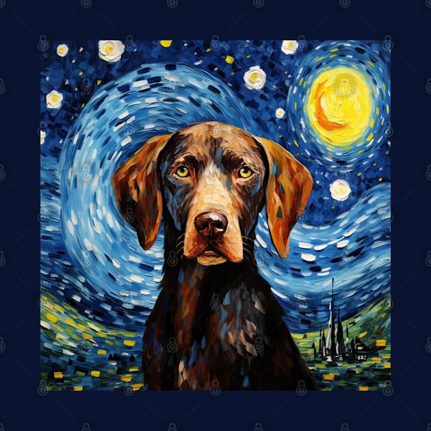 German Shorthaired Pointer Night portrait in Van Gogh style by NatashaCuteShop