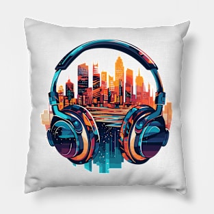 Headphone Music Non Stop Fun Urbain City Life Pillow