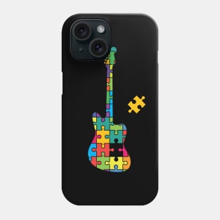 Color Puzzle Offset Style Electric Guitar Silhouette Phone Case