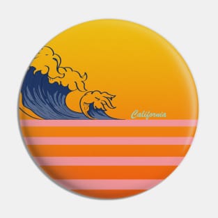 SoCal Surf Blue Waves, Old School Design Pin