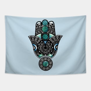 Hamsa blue hand Tapestry