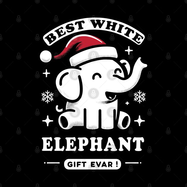 Best White Elephant Gift Evar! Cute Elephant With Santa Hat by SubtleSplit