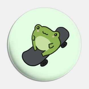 Cute Frog on Skateboard, Kawaii Cottagecore Aesthetic Frog, Skating Lover Pin