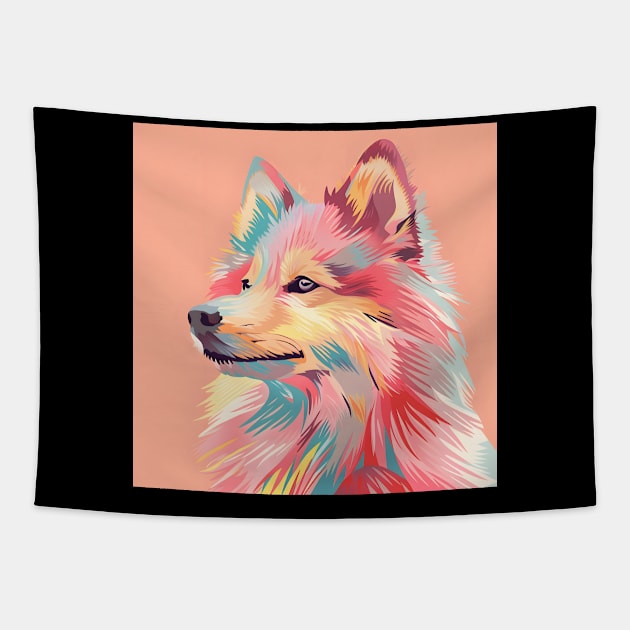 Retro Finnish Spitz: Pastel Pup Revival Tapestry by NatashaCuteShop