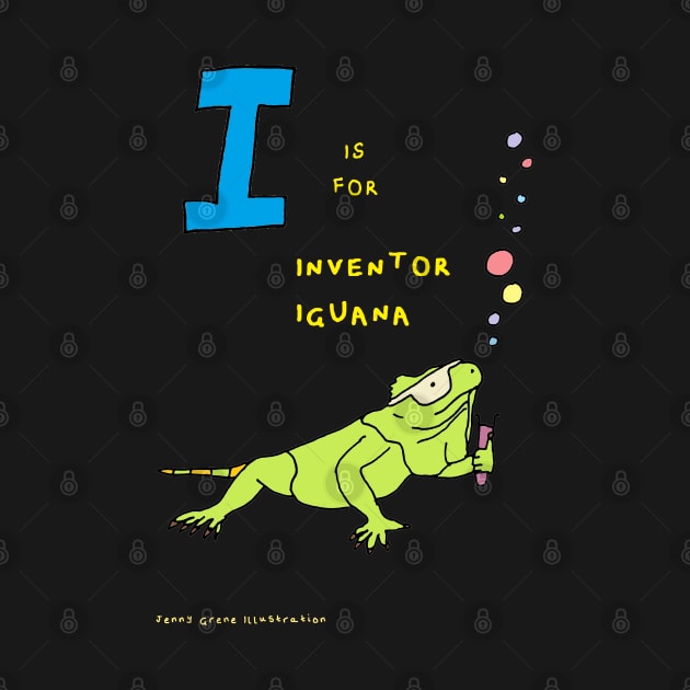 I is for Inventor Iguana by JennyGreneIllustration