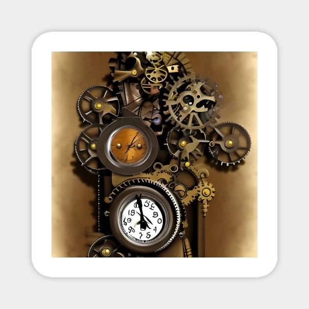 Steampunk clockwork Magnet by Roguex