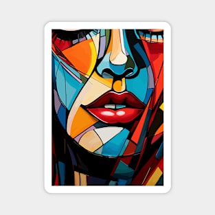 Colorful Face of a Woman Abstract Art Magnet