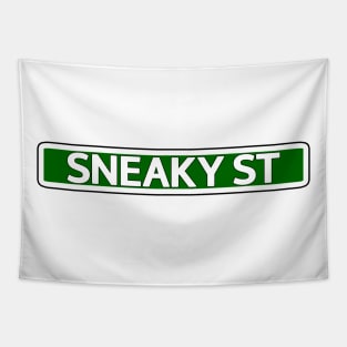 Sneaky St Street Sign Tapestry