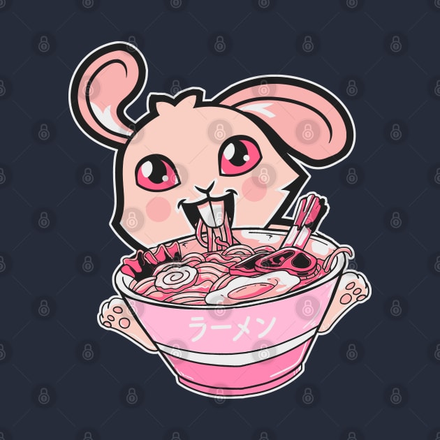 Kawaii Bunny Rabbit Eating Ramen Noodles Girls & Teens Anime by Etopix