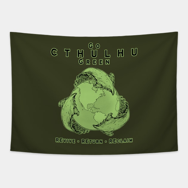 Go Cthulhu Green Tapestry by John_Cebollero