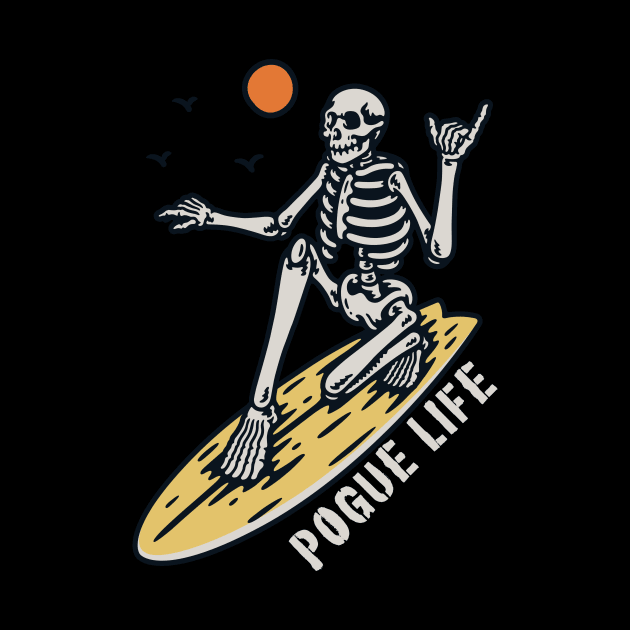 Pogue Life Surfing Skeleton by Golden Eagle Design Studio