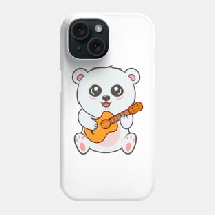 Adorable Polar Bear Playing Acoustic Guitar Cartoon Phone Case