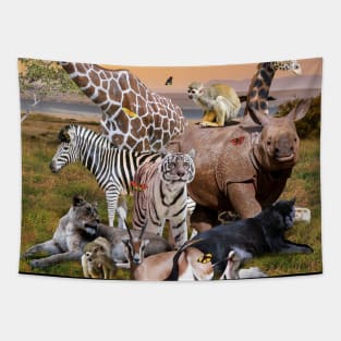 Desert African Animal Animals Group Scene Tapestry