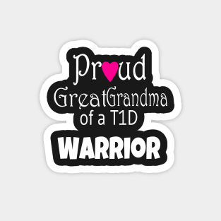 Proud Great Grandma - White Text - Pink Heart Magnet