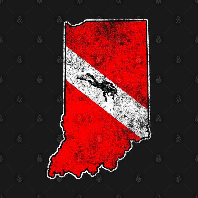 Indiana Dive Flag Scuba Diving State Map Dive Flag Distressed by TeeCreations