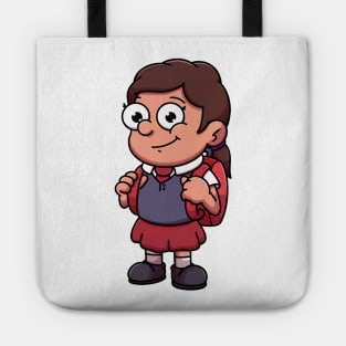 Girl In School Outfit Cartoon Tote