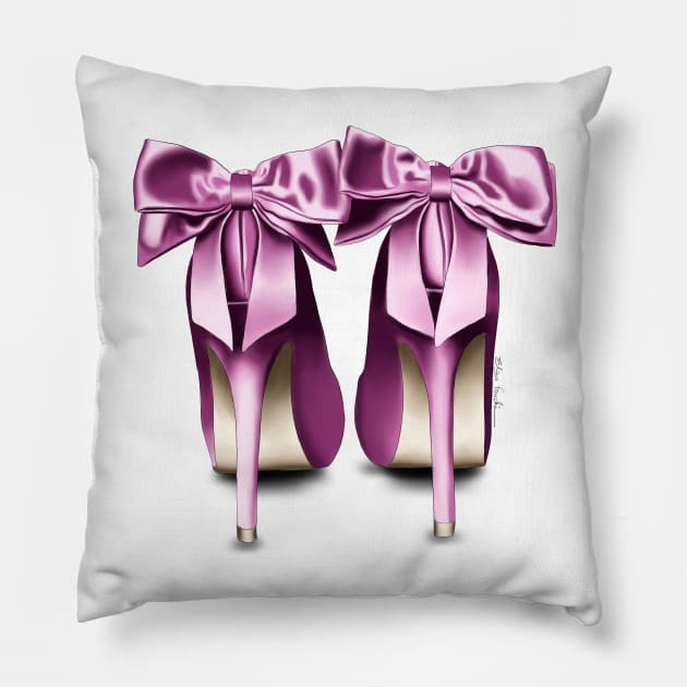 Purple Bows Heels Pillow by elzafoucheartist