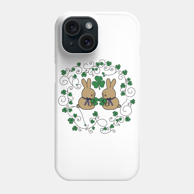 Irish Hare Shamrock St Patricks Day Phone Case by ellenhenryart