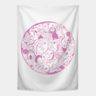 Light Pink Many Faces Tapestry