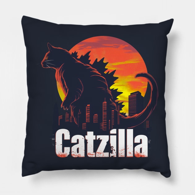 Catzilla Pillow by Wintrly