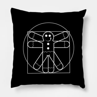 Gingerbread Man Da Vinci (white print) Pillow