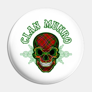 Scottish Clan Munro Tartan Celtic Skull Pin