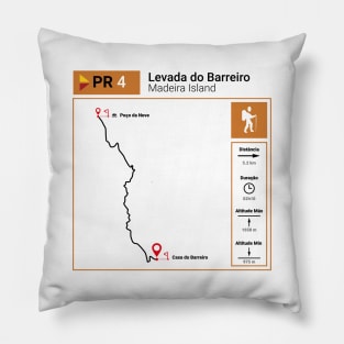 Madeira Island PR4 LEVADA DO BARREIRO trail map Pillow