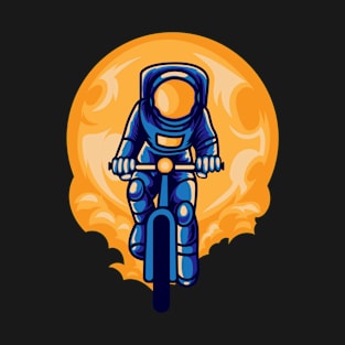 Astronaut riding bicycle on the moon T-Shirt