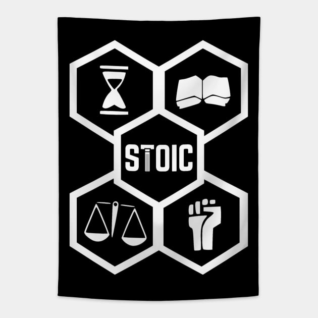 The 4 Stoic Virtues (Crest) Tapestry by Rules of the mind