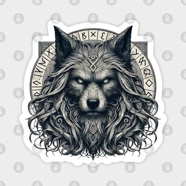 Wolf Fenrir Norse Mythology Viking Warrior Magnet by TomFrontierArt