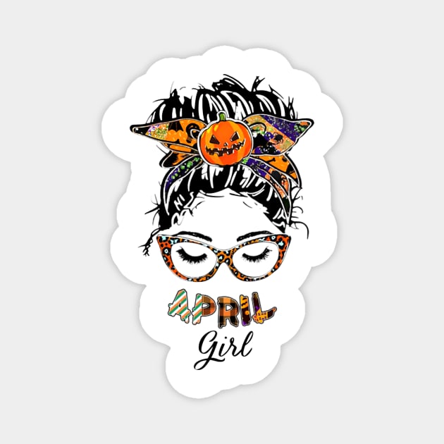 April Girl Halloween Face Wink Eyes Pumpkin Magnet by tasmarashad