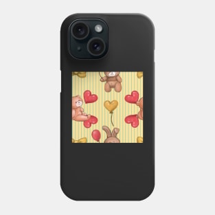 Teddy and Bunny cute stripes Phone Case