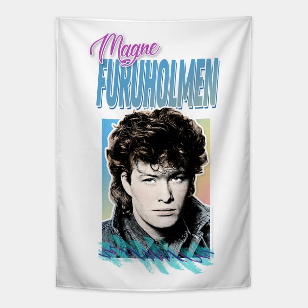 Vintage Styled 80s Magne Furuholmen Aesthetic Design Tapestry by DankFutura