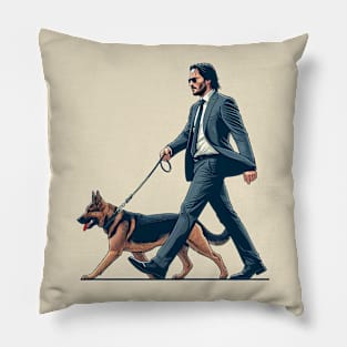 John Wick Walking with his Dog Pillow