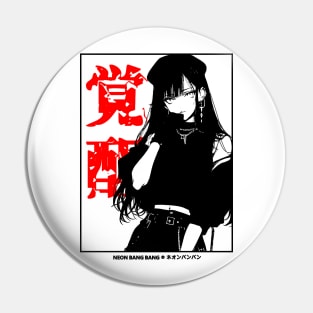 Japanese Streetwear Goth Grunge Anime Girl Manga Aesthetic Black and White Pin