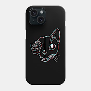 3D Rose Cat Skull Phone Case