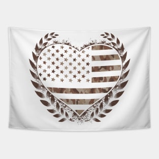 Camo Flag Hearth Desert Veteran US Design Tapestry