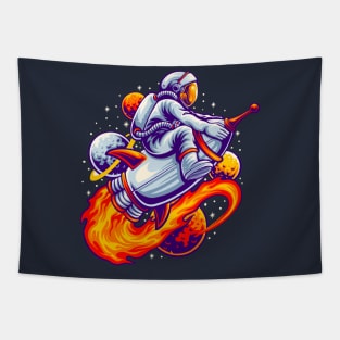 Astro planet rocket Tapestry