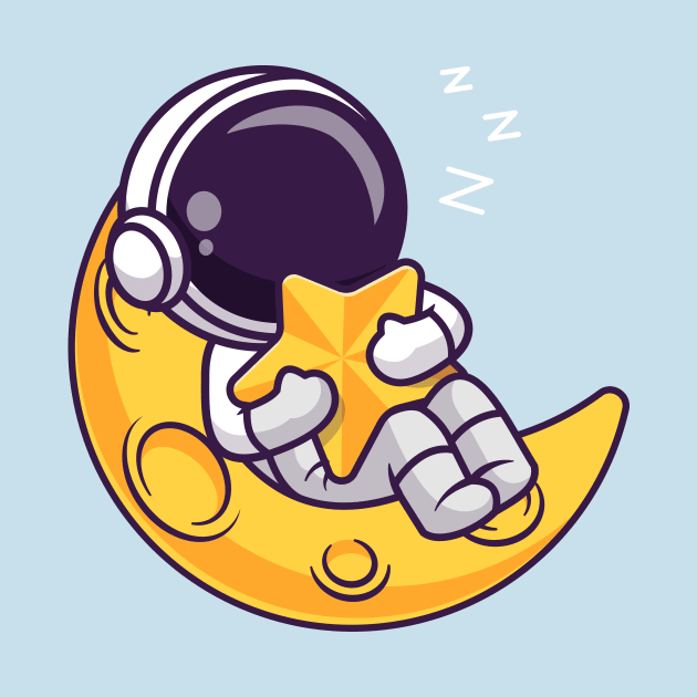 Cute Astronaut Sleeps On Moon Holding the Star Cartoon by Catalyst Labs